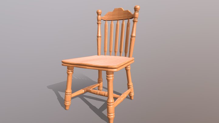 Varnished Wood Chair 3D Model