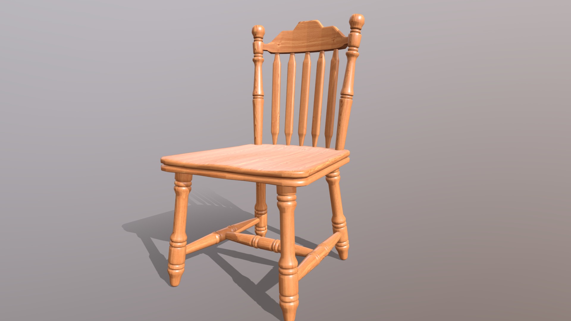 3D model Varnished Wood Chair - This is a 3D model of the Varnished Wood Chair. The 3D model is about a wooden chair with a cushion.