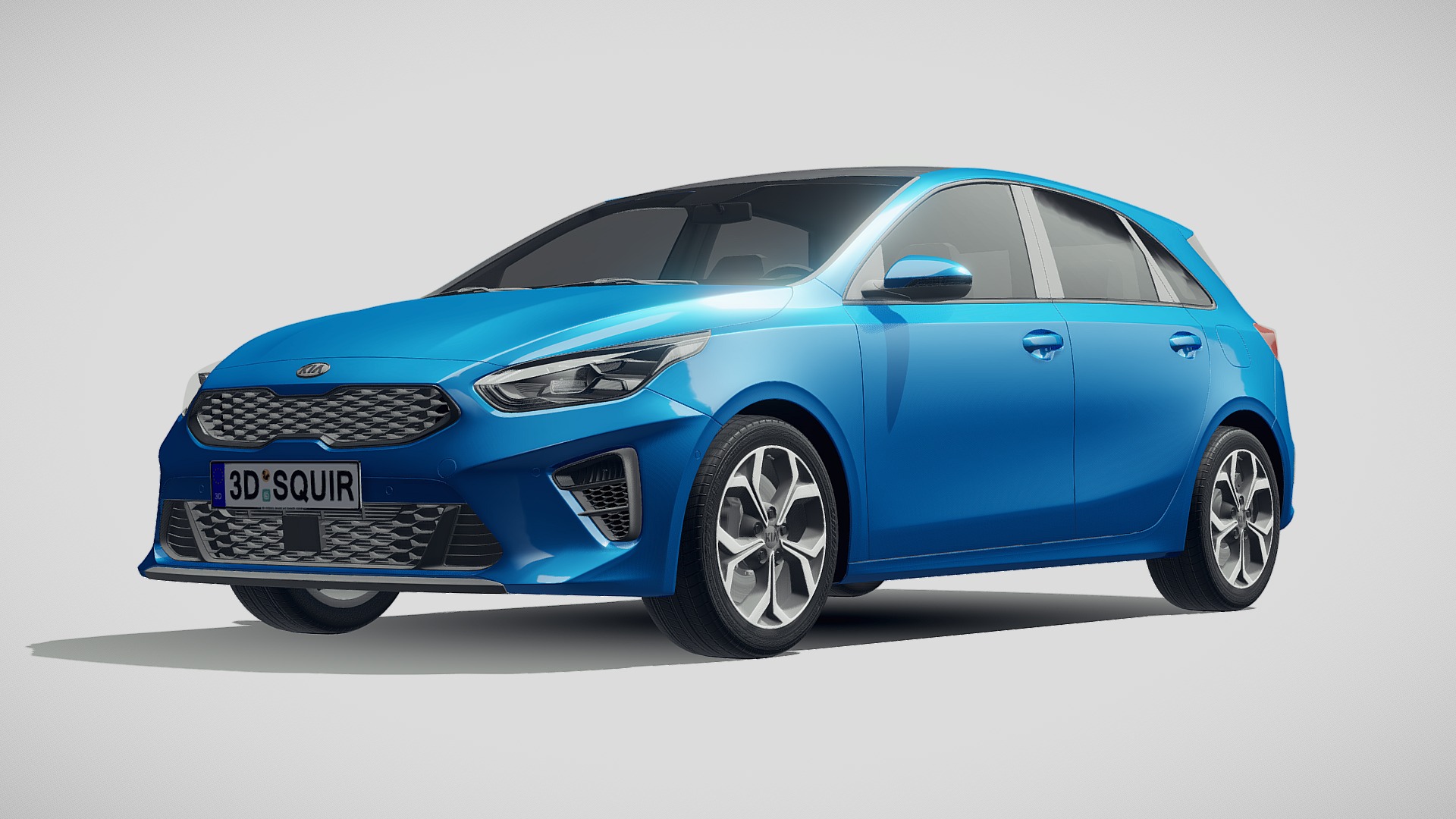 3D model Kia Ceed 2019 - This is a 3D model of the Kia Ceed 2019. The 3D model is about a blue car with a white background.