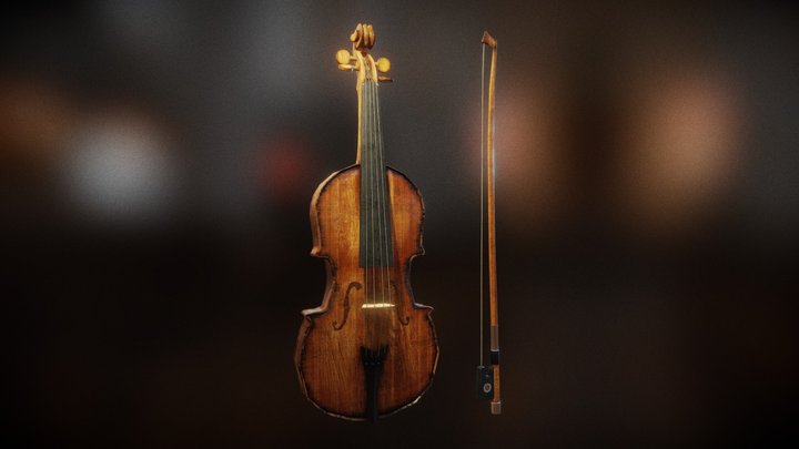 Violin and Bow 3D Model