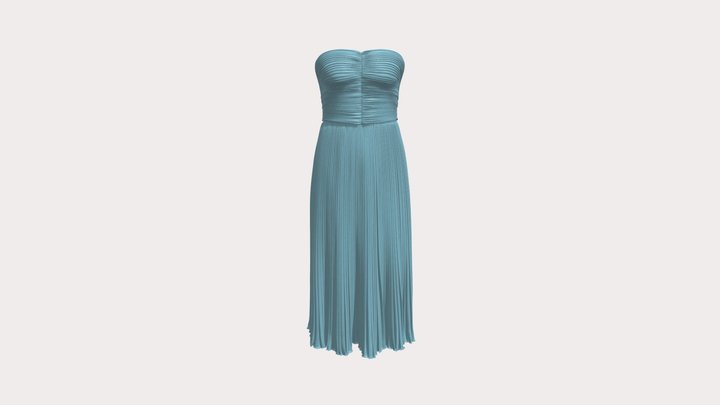 Blue strapless corset waist dress-Dress-look-05