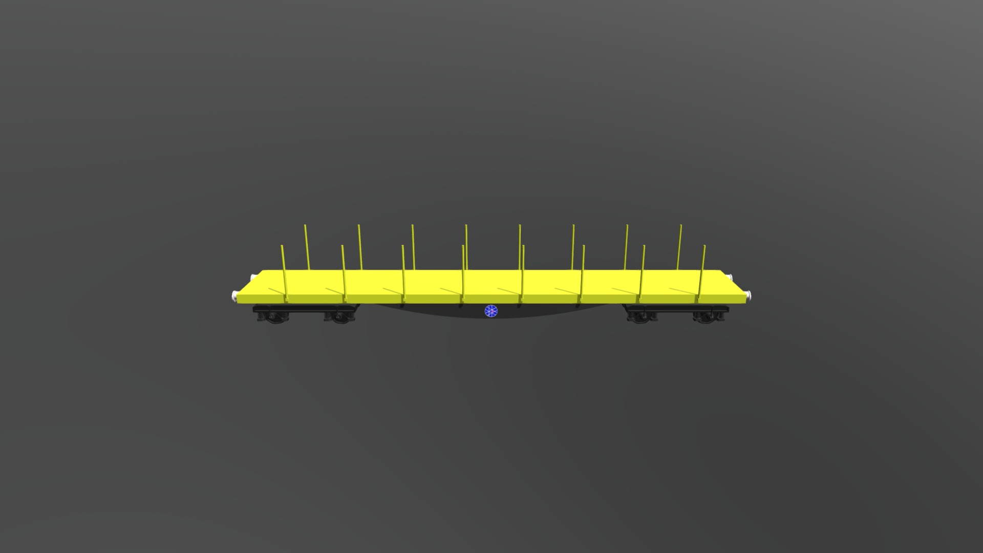 3D model Flachwagen Normalspur - This is a 3D model of the Flachwagen Normalspur. The 3D model is about a yellow and black object.