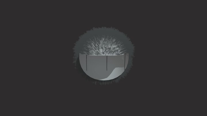 Dark Silver Fur Helmet – 3D Model 3D Model