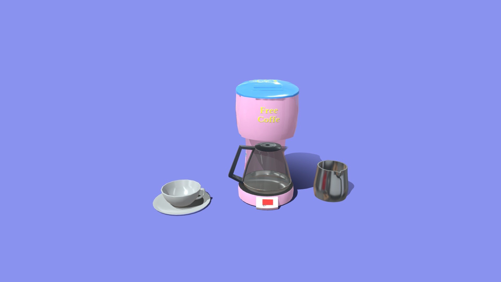 Сoffee machine, cup and pitcher