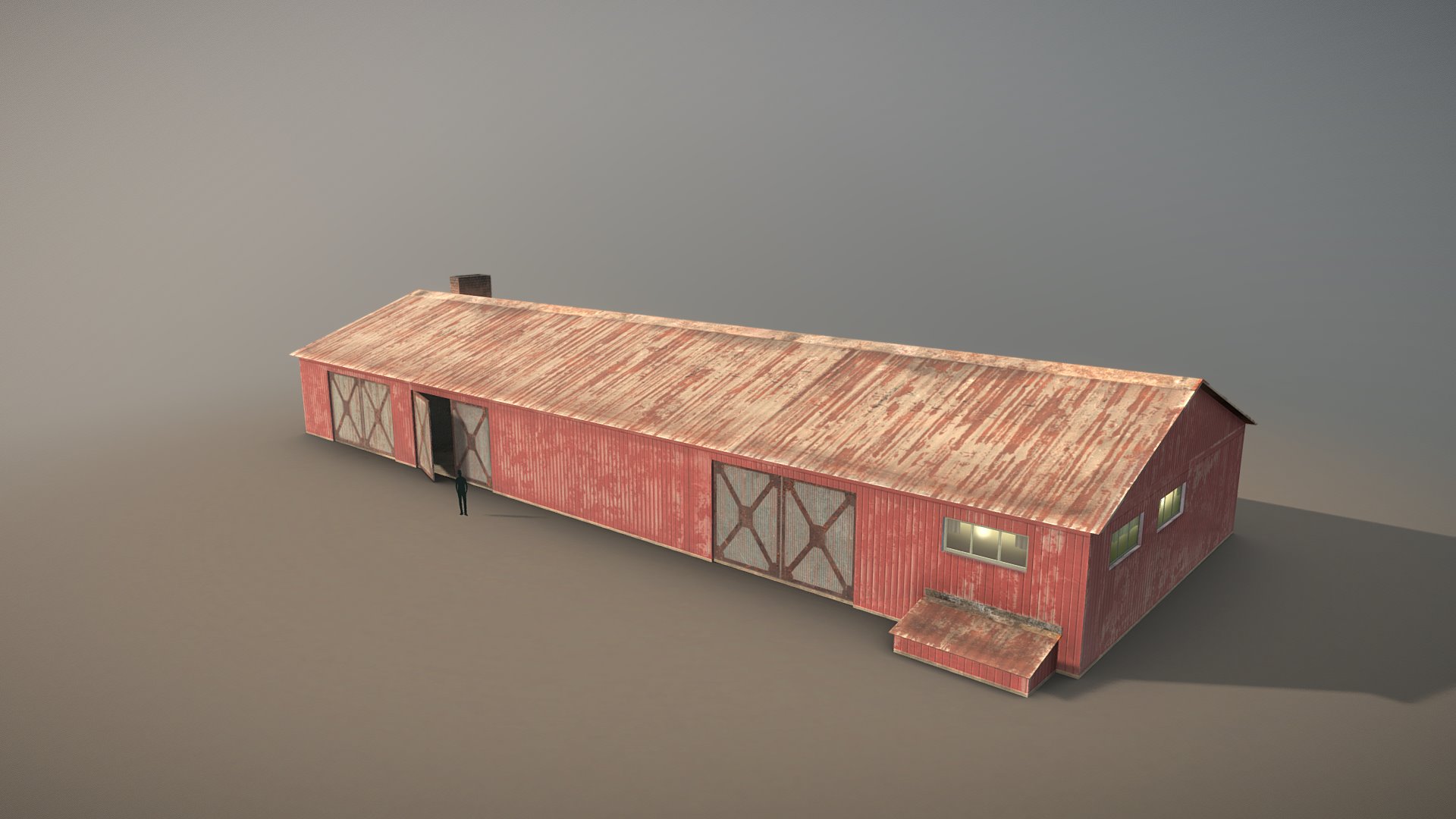 3D model Old Garage 01 red - This is a 3D model of the Old Garage 01 red. The 3D model is about a small wooden house.