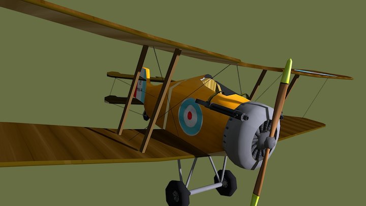 Stylized WW1 Biplane 3D Model
