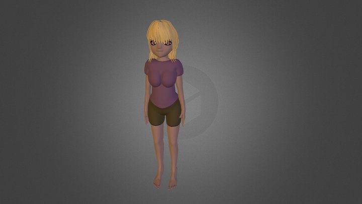 Anime Female Template V2 3D Model