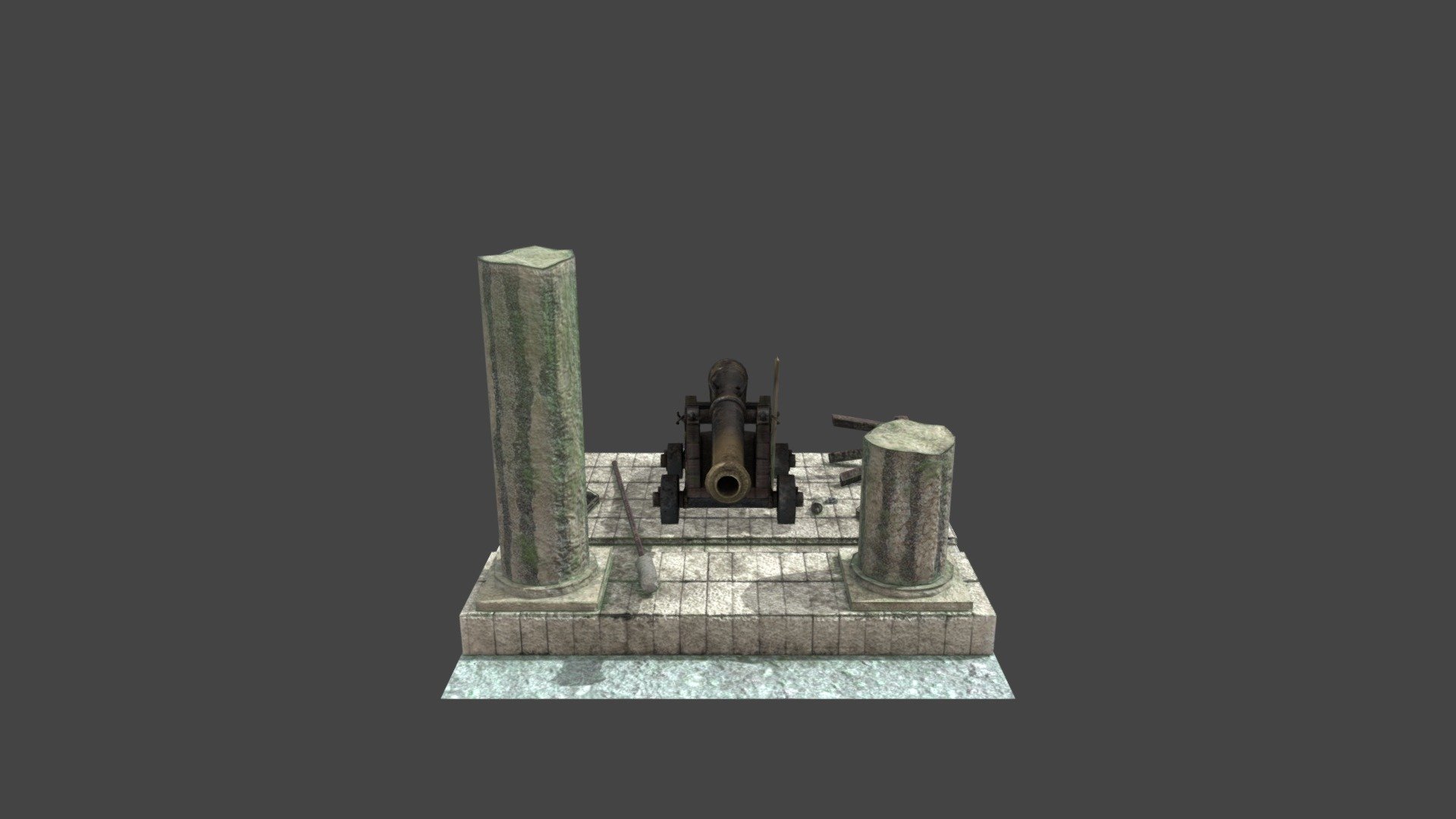Cannon in Environment with Textures