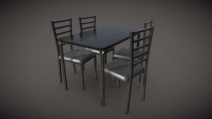 Black Table Set 3D Model