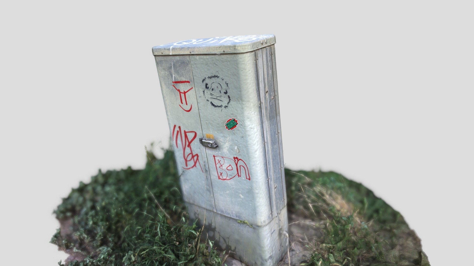 Tagged Electric Box Crooked, Weathered Utility Buy Royalty Free 3D model by Astounding