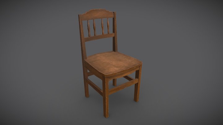 Old Wooden Chair Low-poly
