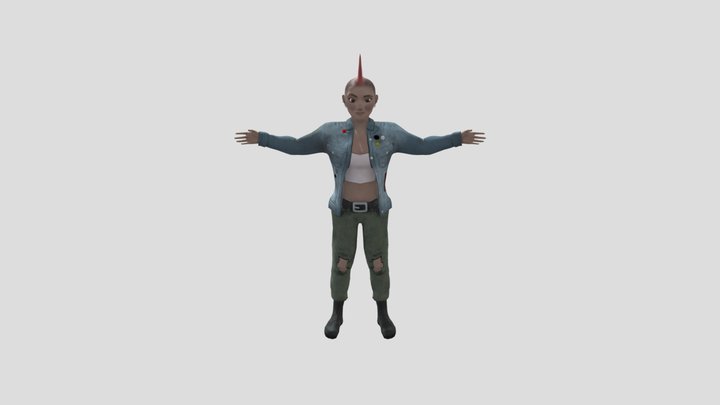 Textured Punk Girl 3D Model