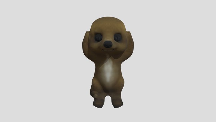 Meerkat Cartoon Statue 3D Model