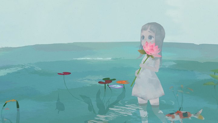 モネの池と少女 3D Model