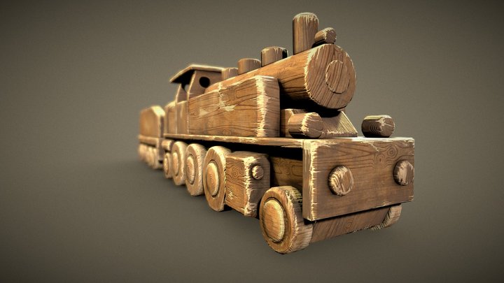 Wooden Toy Train 3D Model