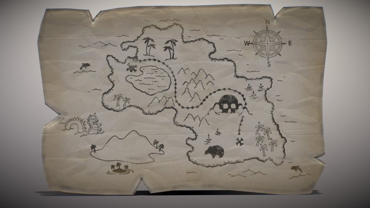Cool Styled Pirate Map – Kostenloses 3D-Modell STL