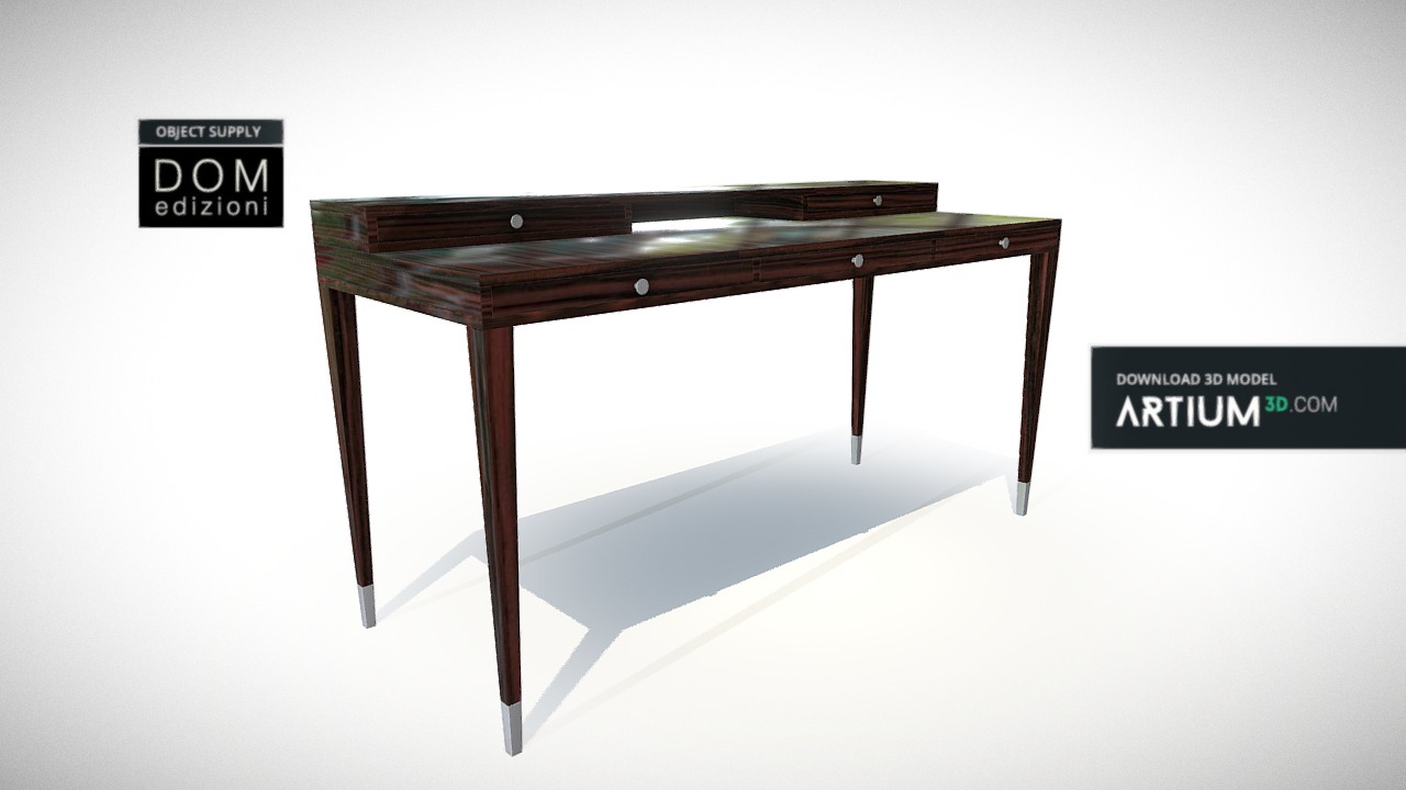 3D model Writing desk Victoria – Dom Edizioni - This is a 3D model of the Writing desk Victoria - Dom Edizioni. The 3D model is about a wooden table with a sign.
