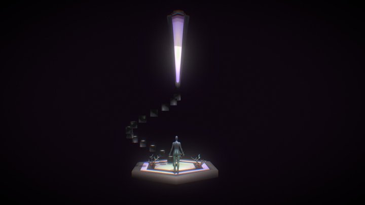 Synthwave Monolith Scene 3D Model