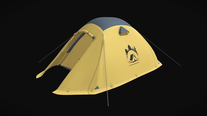 Yellow camping tent 3D Model