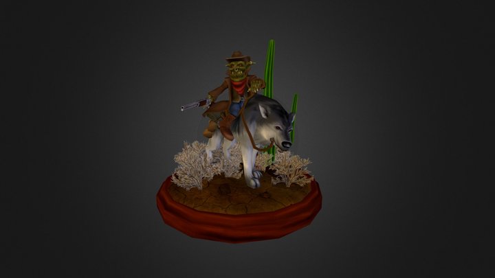 Cowboy Goblin riding a wolf 3D Model