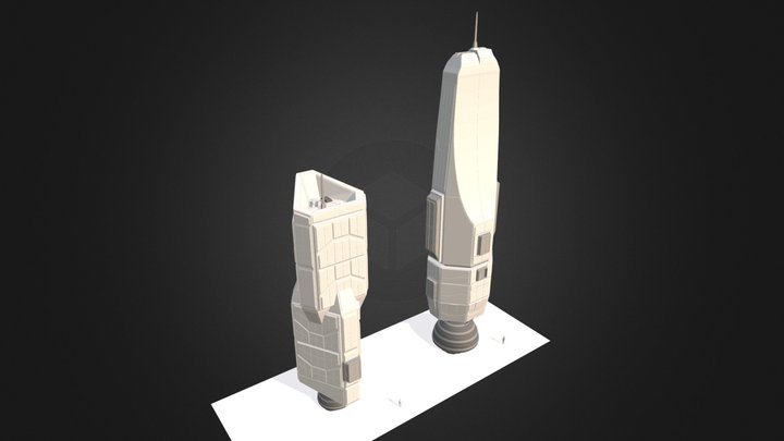 Connaught and Rocinante (The Expanse Series) 3D Model