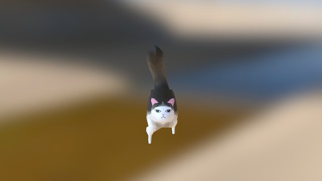 Low Poly Cartoon Cat 3D Model