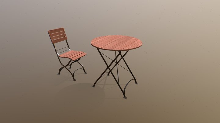 Foldable Wooden Table 3D Model