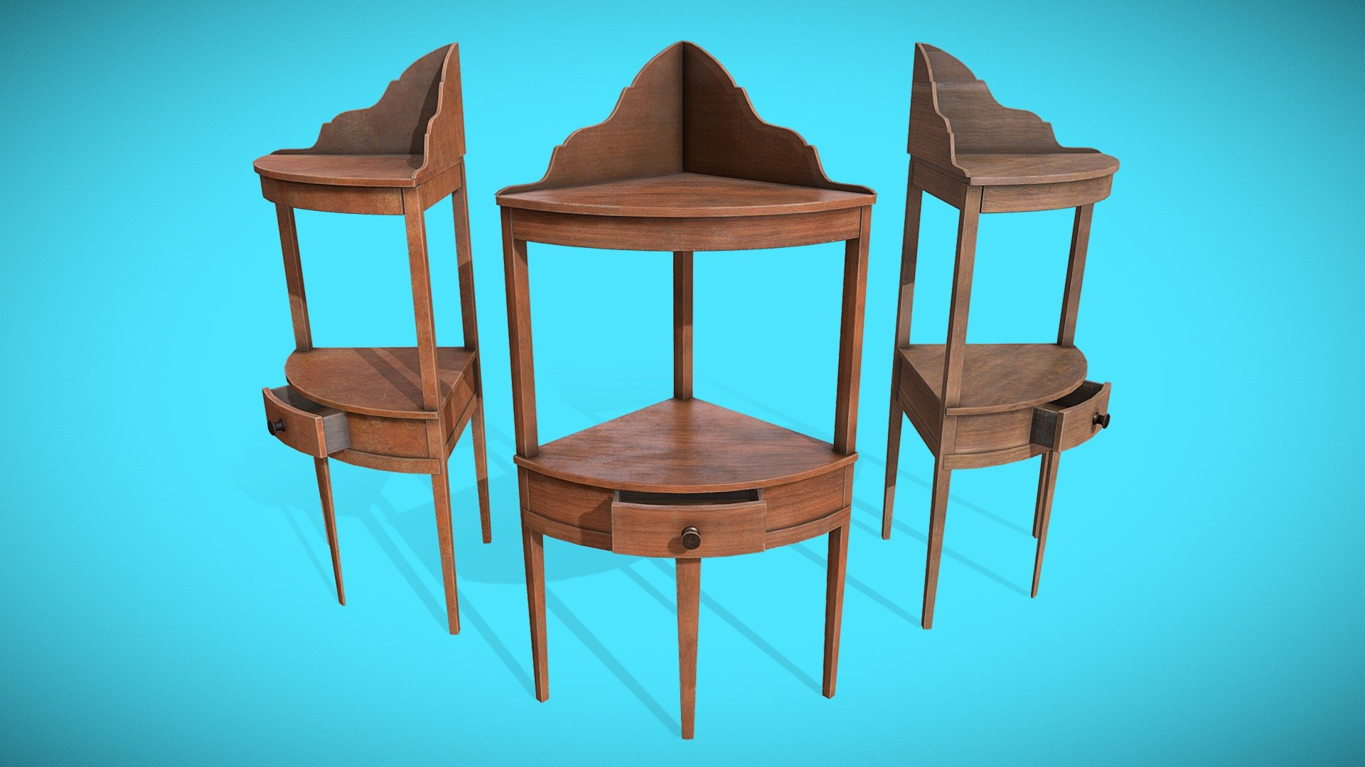 1800s Corner Shelves with Drawer