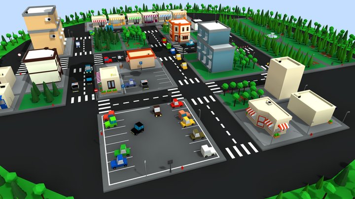Lowpoly City 3D Model