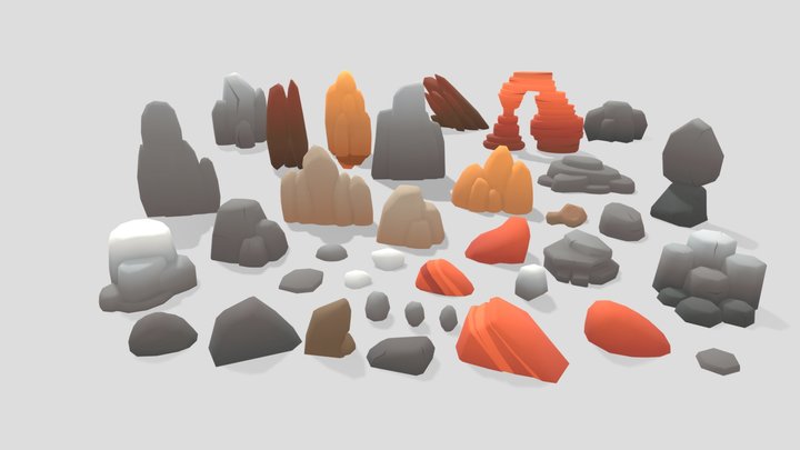 Stylized Low Poly Rocks 001 3D Model