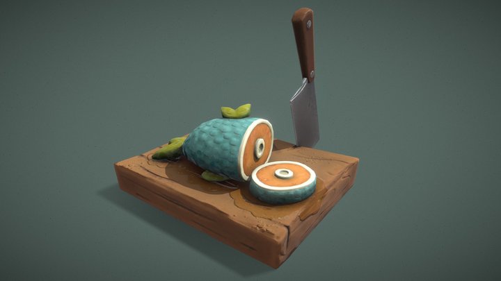 Low Poly Fish Board 3D Model