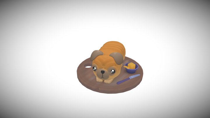 Bread pug 3D model made in blender. 3D Model