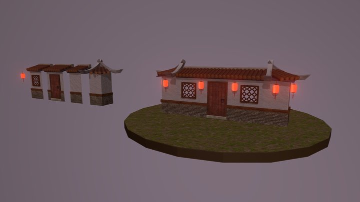 Asian Modular Gate 3D Model