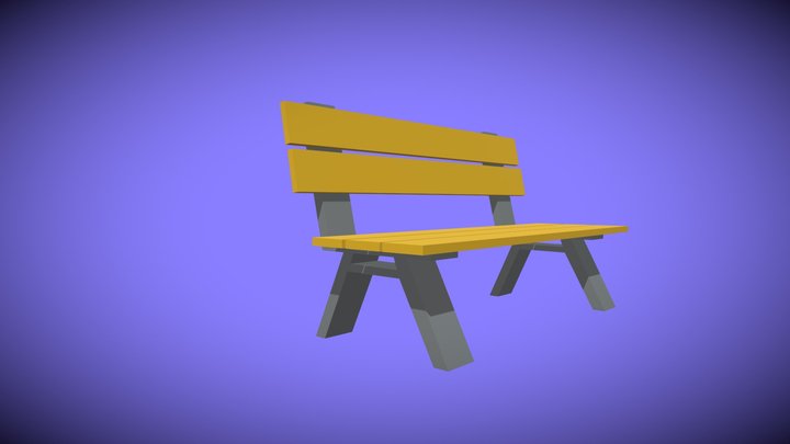 Low-Poly Park Bench 3D Model