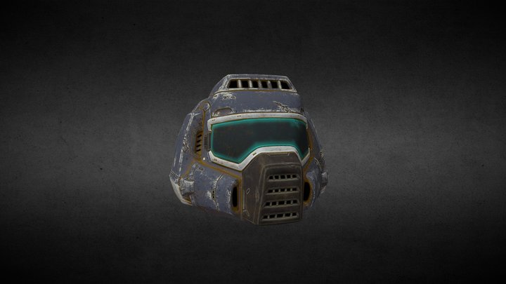 Doom Helmet For Battery (classic version) 3D Model