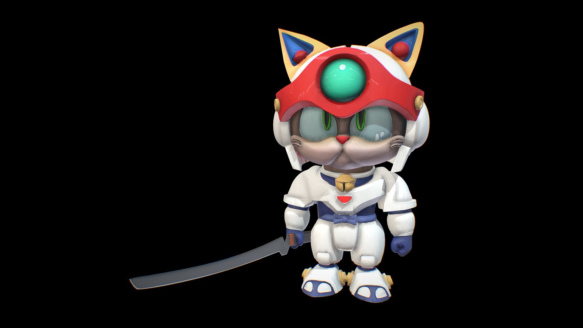 Samurai Pizza Cat (animated) - Download Free 3D model by Jungle