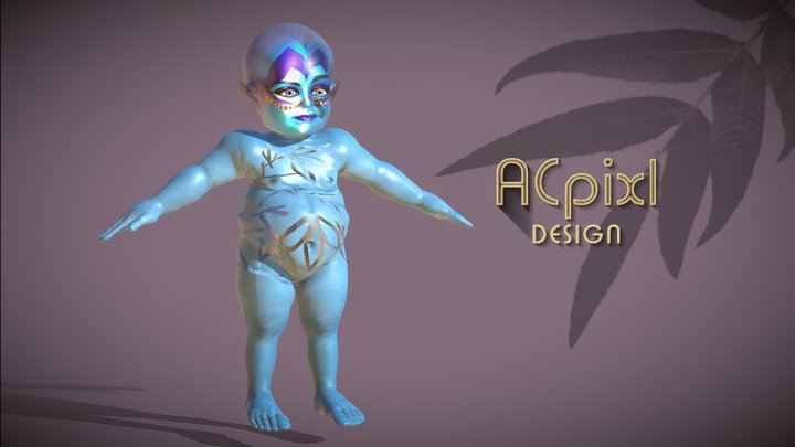 Blue Baby Buddha 3D Model