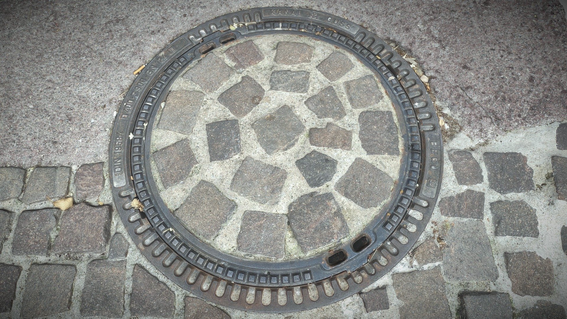 Paved manhole cover highpoly