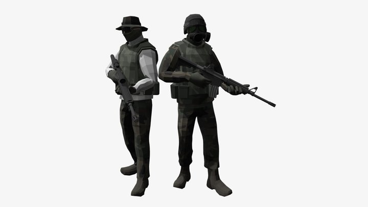 Low Poly Soldiers 3D Model