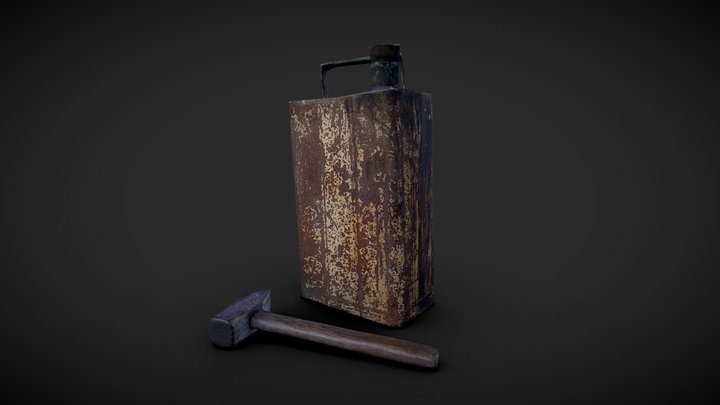 canister and hammer (game ready scan) 3D Model