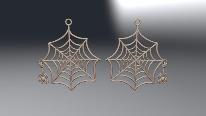 Spider Web Earrings 3D Model