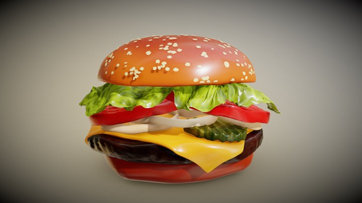 Burger in the style of a Burger King Whopper 3D Model