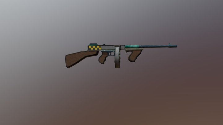 Thompson Gun Borderlands Style Texure 3D Model