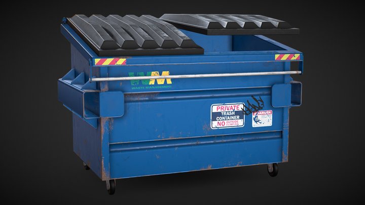 AAA Video Game PBR Dumpster Model 3D Model
