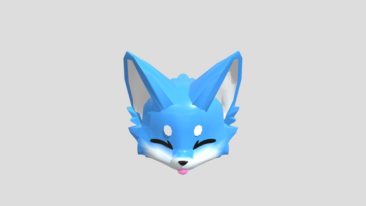 Light blue furry cat 3D Model