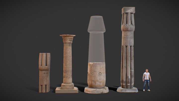 4 Papyrus column (Ancient Egypt) 3D Model