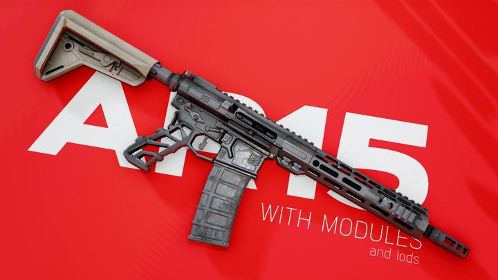 AR15 + Modules & LODs 3D Model
