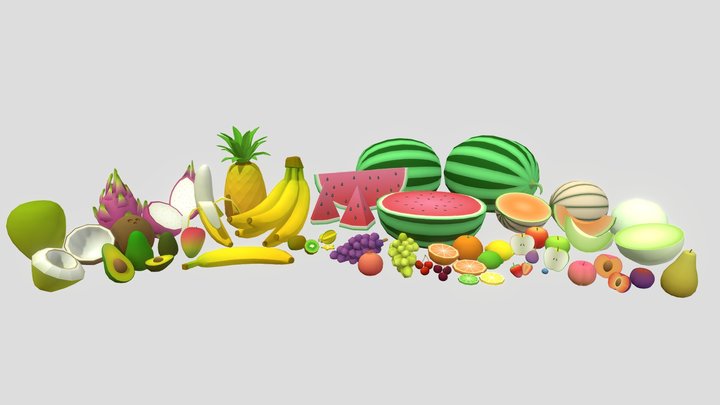 Low Poly Fruit Set 3D Model