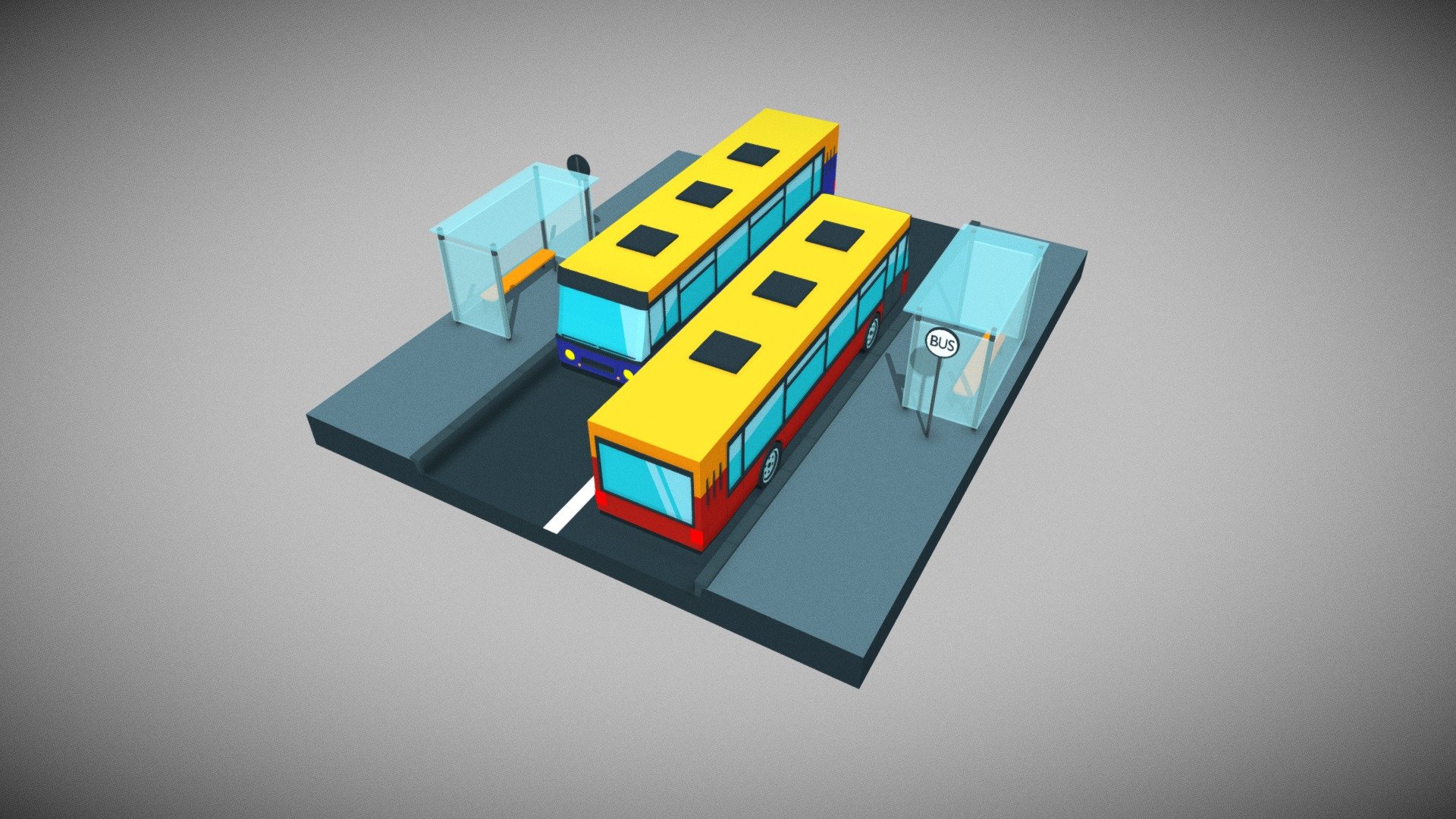 Bus stops with buses