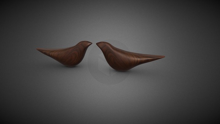 Wooden Bird Showpieces 3D Model